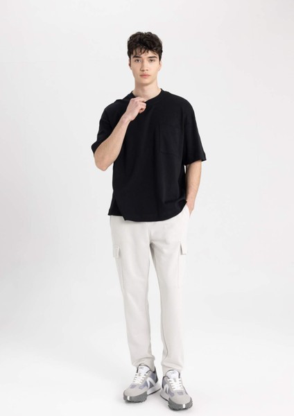 Regular Fit İnce Eşofman Altı Kargo Cepli Beli Paçası Lastikli