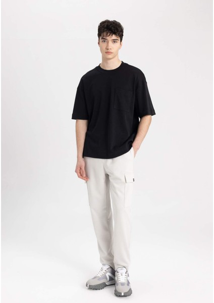 Regular Fit İnce Eşofman Altı Kargo Cepli Beli Paçası Lastikli