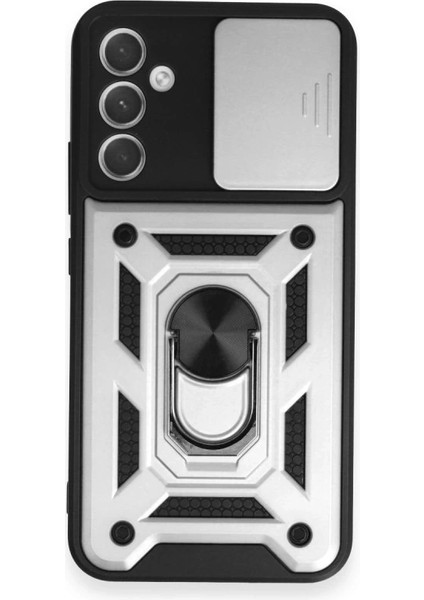 Buğz Samsung Galaxy A54 5g Kılıf Pars Lens Yüzüklü Silikon - Gümüş