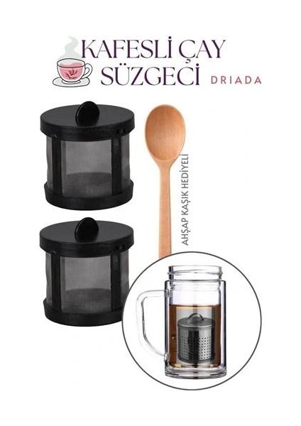 Kaşıklı Kafes Çay Süzgeci - 2 Li Bitki Çayı Süzgeci - Polikarbon