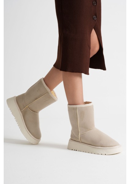 Anisa Kadın Bej Kışlık Kürklü Bot fiyatları