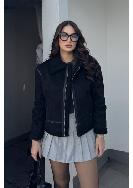 Kadın Süet Mont Içi Kürklü Fermuarlı Cepli Yaka ve Kol Detaylı Premium Regular Ceket fiyatları