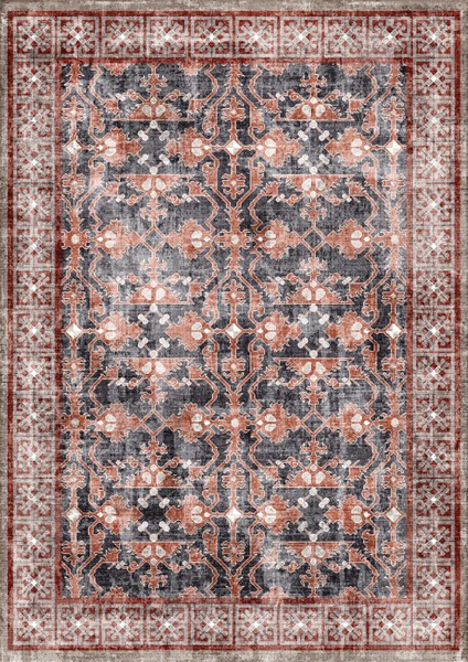 Vintage Esintili Kiremit Kahve Antrasit Makinede Yıkanabilir Kaymaz Salon Halısı fiyatları