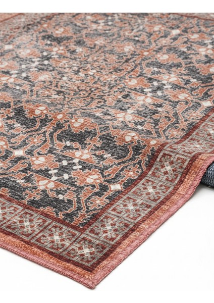 Vintage Esintili Kiremit Kahve Antrasit Makinede Yıkanabilir Kaymaz Salon Halısı fırsatları