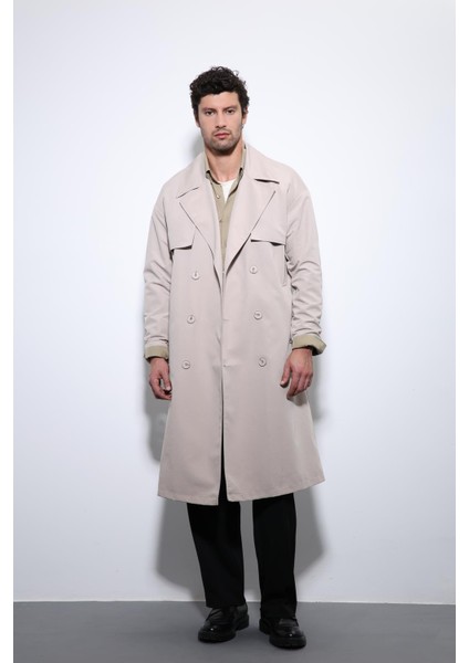 Taş Kruvaze Kapama Kemerli Trençkot