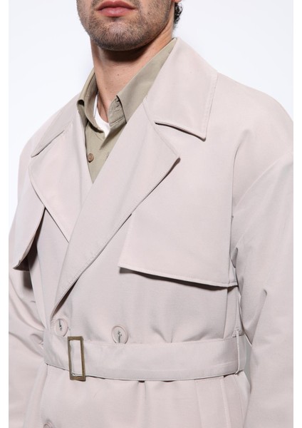 Taş Kruvaze Kapama Kemerli Trençkot