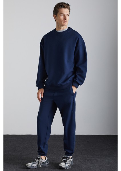 TRAVIS Erkek Organik Kumaşlı Yumuşacık Regular Fit Yuvarlak Yakalı Koyu Lacivert Sweatshirt fiyatları