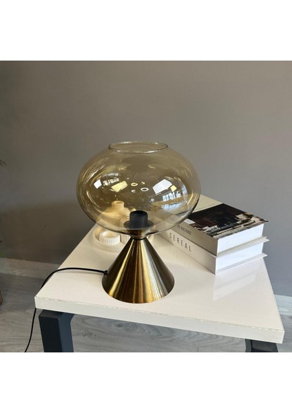 Solvia Cam Bal Rengi Masa Lambası Dekoratif Masaüstü Aydınlatma Hol Abajur Yatak Odası Başucu Lamba