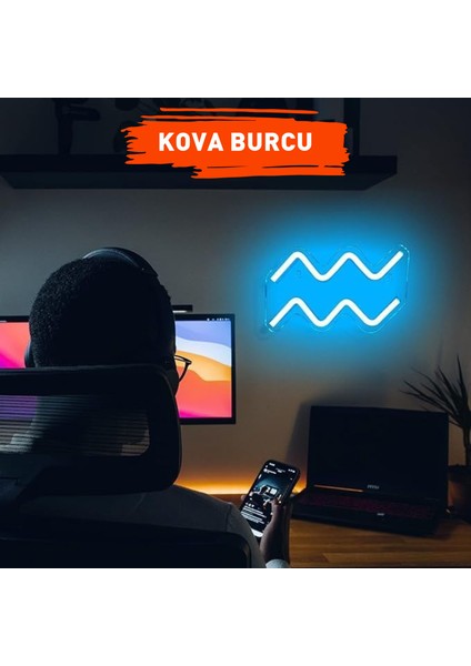 Kova Burcu Figürlü Neon LED Tabela Tablo Gece Aydınlatma Duvar Dekoru fiyatları