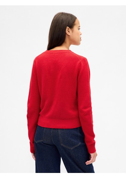 Kadın Kırmızı Cashsoft Bisiklet Yaka Kazak fırsatları