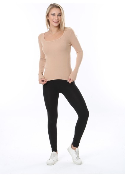 Kadın Siyah Uzun Kol, Derin Havuz Yaka Bluz, Fitilli Kaşkorse Kumaş fiyatları