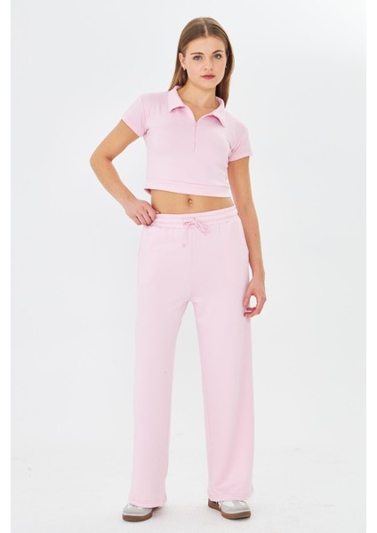 Kadın Esnek Modal Kumaş Polo Yaka Tişört Pembe 8508-P fiyatları