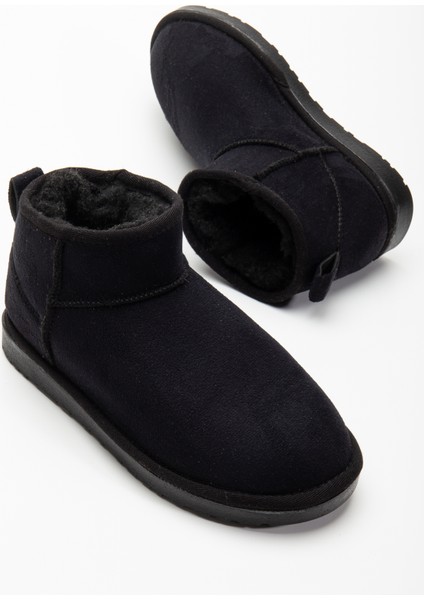 Kadın Kışlık Bot Süet Içi Yünlü Kürklü Ince Tabanlı Bilek Boy Kısa Mini Ug Bot