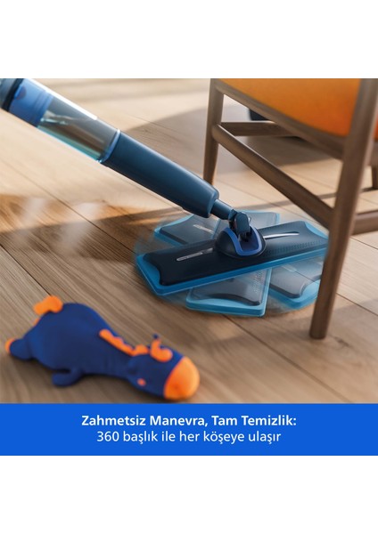 5000 Serisi OneUp Elektrikli Mop, Bakterilere karşı %99,9 etkili, 360° başlık ile zahmetsiz kullanım, (XV5113/01) fırsatları