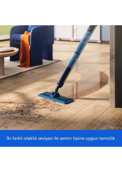 5000 Serisi OneUp Elektrikli Mop, Bakterilere karşı %99,9 etkili, 360° başlık ile zahmetsiz kullanım, (XV5113/01)