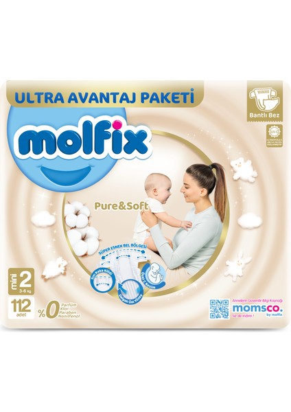 Pure Soft 2 Beden Mini 112'LÜ Bebek Bezi