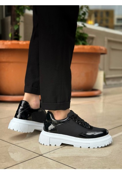 BA0243 Bağcıklı Rugan Paraşüt Detaylı Yüksek Taban Siyah Erkek Ayakkabı fırsatları