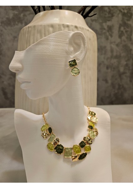 Altın Kaplama Şık Geometrik Takı Seti modelleri