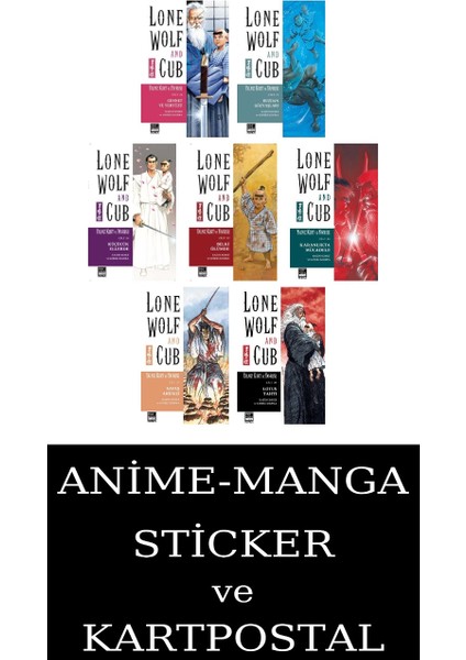Lone Wolf And Cub 22-23-24-25-26-27-28 Manga Seti (7 Kitap) / Yalnız Kurt ve Yavrusu / Anime-Manga Sticker ve Kartpostal Hediye