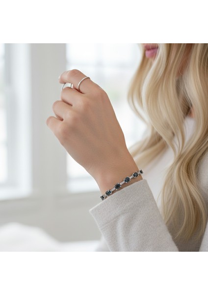 Gümüş Yeşil Zirkon Taşlı 925 Ayar Kadın Bileklik - Doğum Günü, Sevgililer Günü, Anneler Günü, Yıldönümü Hediyesi - 19.5 cm fiyatları