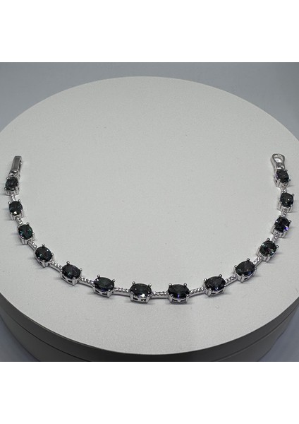 Gümüş Yeşil Zirkon Taşlı 925 Ayar Kadın Bileklik - Doğum Günü, Sevgililer Günü, Anneler Günü, Yıldönümü Hediyesi - 19.5 cm indirimleri