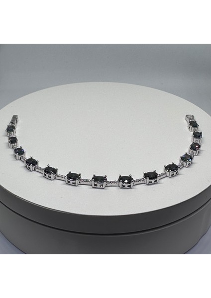 Gümüş Yeşil Zirkon Taşlı 925 Ayar Kadın Bileklik - Doğum Günü, Sevgililer Günü, Anneler Günü, Yıldönümü Hediyesi - 19.5 cm