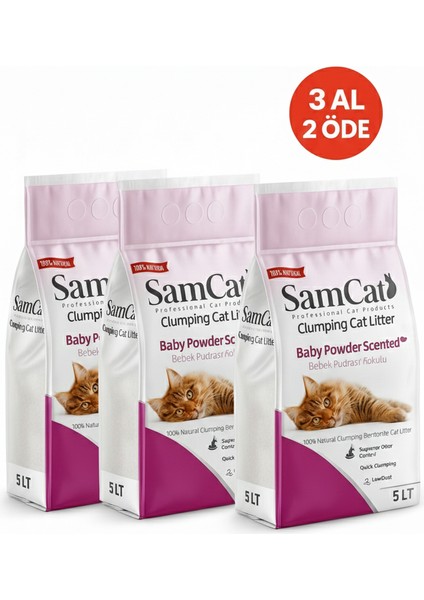 Bebek Pudrası Kokulu Kedi Kumu 5 lt (3 al 2 öde kampanyasından faydalanmak için sepete 3 adet eklemelisiniz)