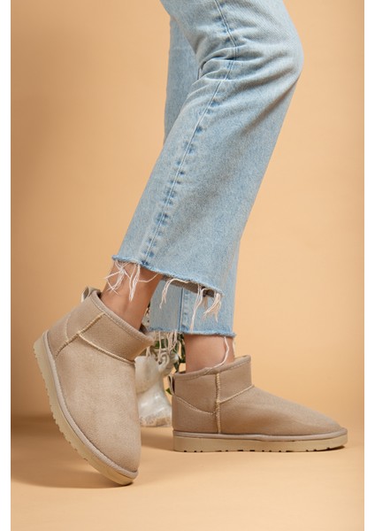 Kadın Kışlık Bot Süet Içi Yünlü Kürklü Ince Tabanlı Bilek Boy Kısa Mini Ug Bot modelleri