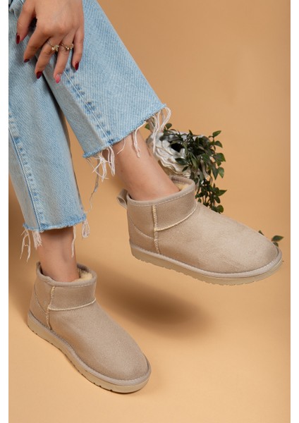 Kadın Kışlık Bot Süet Içi Yünlü Kürklü Ince Tabanlı Bilek Boy Kısa Mini Ug Bot indirimleri