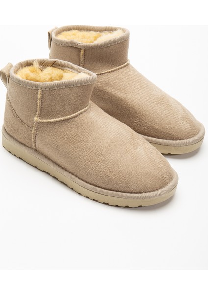Kadın Kışlık Bot Süet Içi Yünlü Kürklü Ince Tabanlı Bilek Boy Kısa Mini Ug Bot
