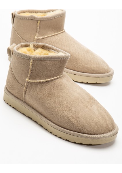 Kadın Kışlık Bot Süet Içi Yünlü Kürklü Ince Tabanlı Bilek Boy Kısa Mini Ug Bot