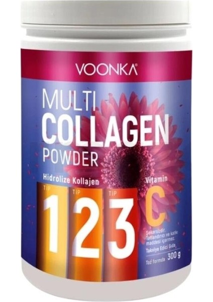 Multi Collagen Powder Tip 1 2 3 Vitamin C 300 gr Hidrolize Kolajen