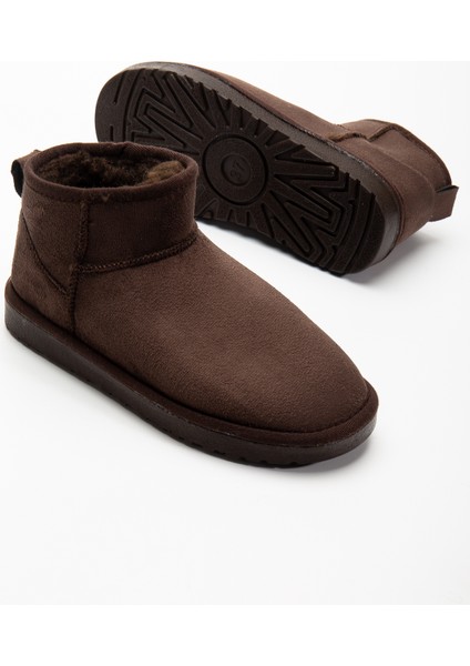 Kadın Kışlık Bot Süet Içi Yünlü Kürklü Ince Tabanlı Bilek Boy Kısa Mini Ug Bot