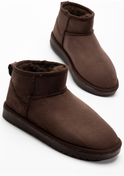 Kadın Kışlık Bot Süet Içi Yünlü Kürklü Ince Tabanlı Bilek Boy Kısa Mini Ug Bot