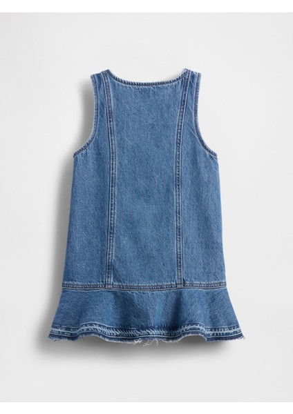 Kız Bebek Koyu Mavi Denim Peplum Hem Elbise fiyatları