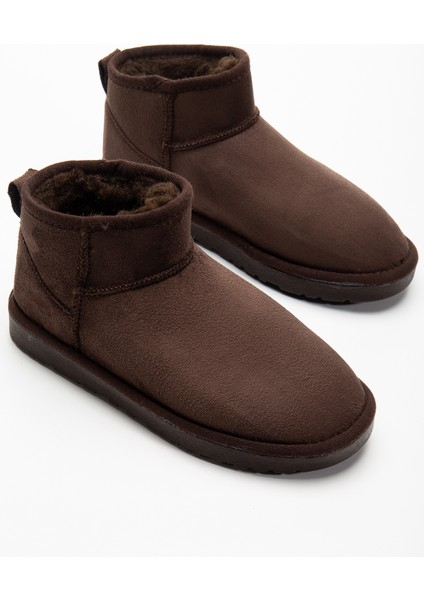Kadın Kışlık Bot Süet Içi Yünlü Kürklü Ince Tabanlı Bilek Boy Kısa Mini Ug Bot