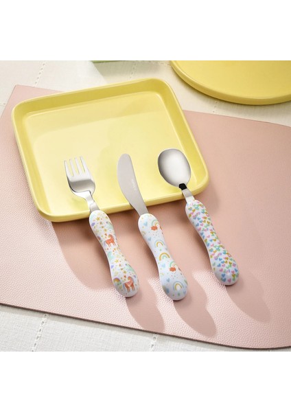 Unicorn 3 Parça Çocuk Çatal Kaşık Bıçak Seti