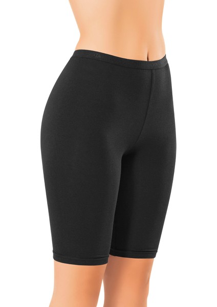 Kadın Tayt Diz Üstü Modal Kumaş Toparlayıcı Tayt 1 Adet Siyah