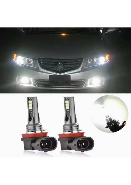 Beyaz H8 H9 H11 H16 LED Sis Ampulü 12SMD 12V Araba Farı – 2 Adet
