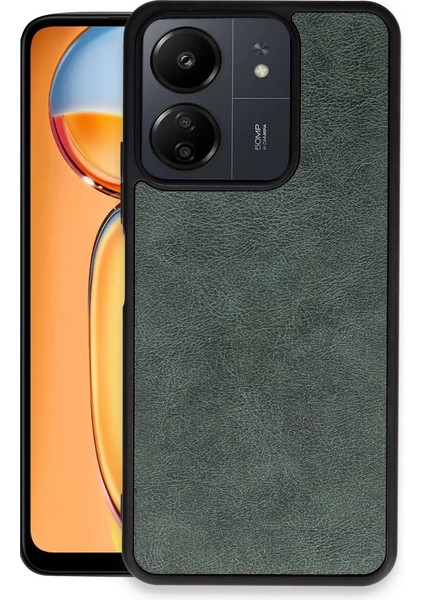 Buğz Newface Xiaomi Redmi 13C Kılıf Aras Deri Kapak - Koyu Yeşil