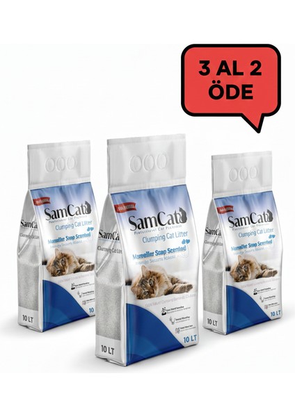 Marsilya Sabunu Kokulu Topaklaşan Kedi Kumu 10Lt (3 al 2 öde kampanyasından faydalanmak için sepete 3 adet eklemelisiniz)