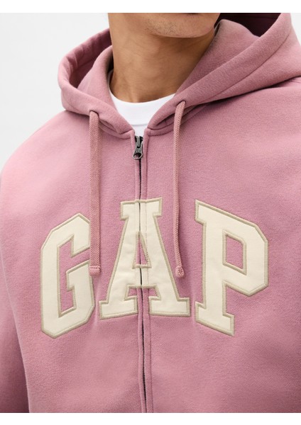 Erkek Açık Pembe Vintagesoft Arch Gap Logo Fermuarlı Sweatshirt modelleri
