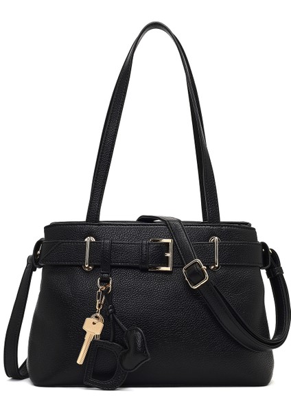 Kadın Siyah Uzun Askılı Aksesuarlı Omuz Çantası 25ABD2817FT