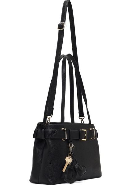 Kadın Siyah Uzun Askılı Aksesuarlı Omuz Çantası 25ABD2817FT