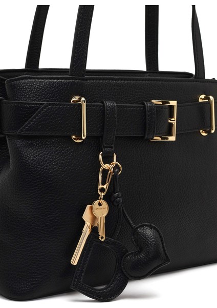 Kadın Siyah Uzun Askılı Aksesuarlı Omuz Çantası 25ABD2817FT