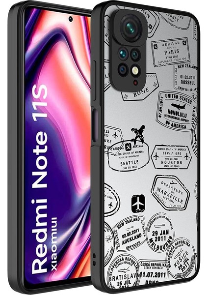 Xiaomi Redmi Note 11S Global Kılıf Aynalı Desenli Kamera Korumalı Parlak Inc Mirror Kapak-Seyahat
