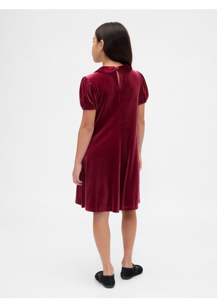 Kız Çocuk Bordo Kadife Fiyonk Elbise modelleri