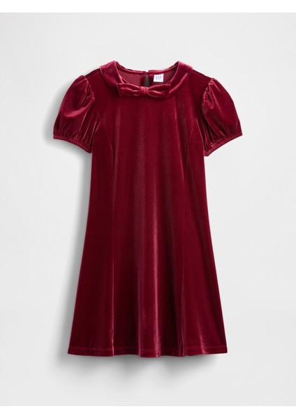 Kız Çocuk Bordo Kadife Fiyonk Elbise fırsatları