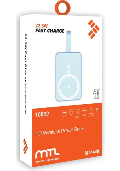 10000 Mah Magsafe Uyumlu Kablosuz & Kablolu 22.5W Süper Hızlı Şarj Powerbank