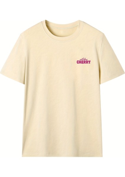 Kadın Oversize Cherry With Love Baskılı T-Shirt Rahat ve Şık Tasarım modelleri